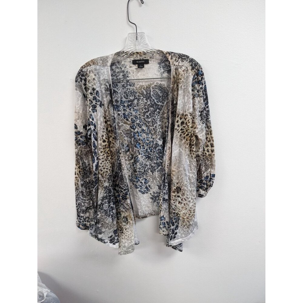 Kaktus Jacket Coverup Open Front Jacket Size L Animal Print
